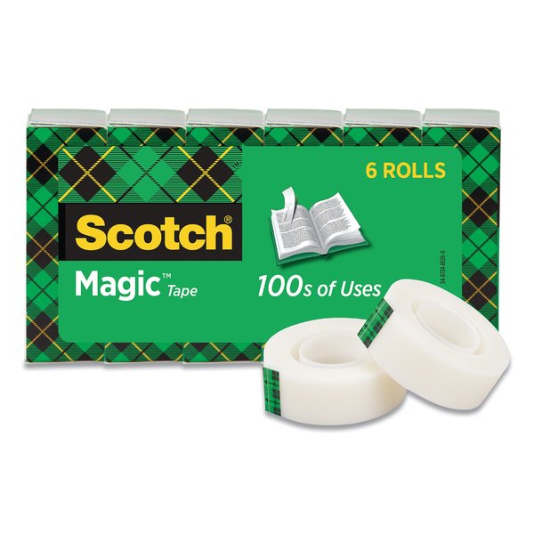 Scotch Magic Tape Refill, 1" Core, 0.75" x 22.2 yds, Clear, 6PK 810S6